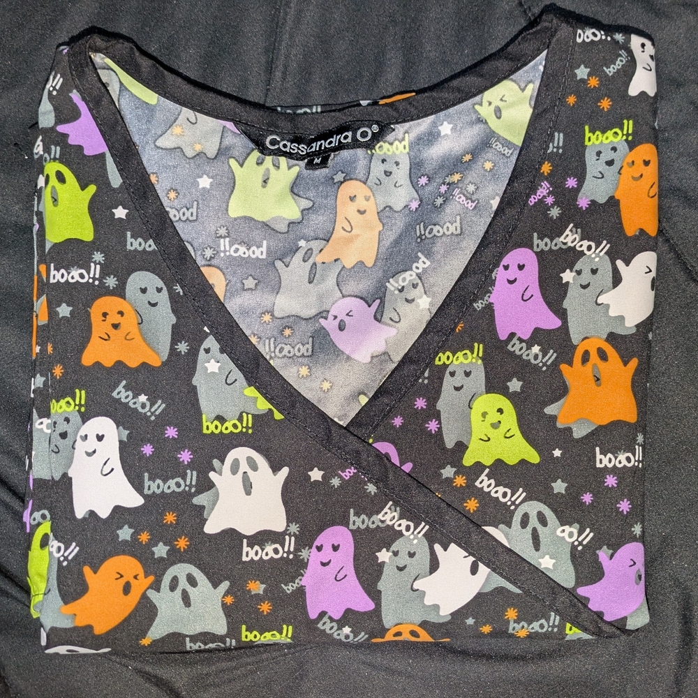 Women's Boo Print Short Sleeve Tee - Black